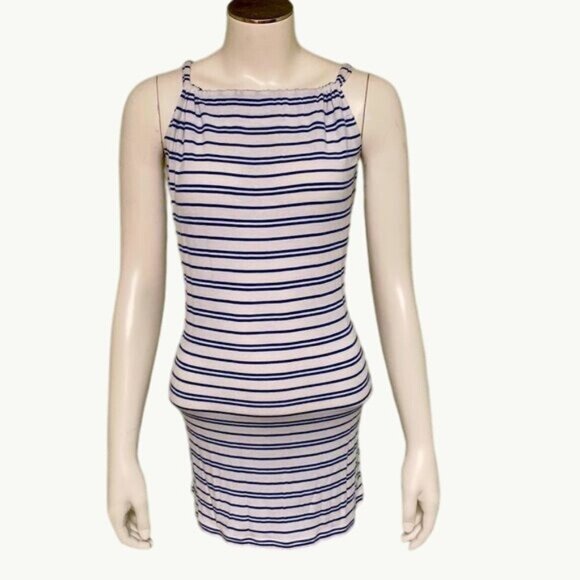 Cabi Womens Striped Sleeveless Dress With Tie Back Size L Rayon Spandex - Picture 1 of 10
